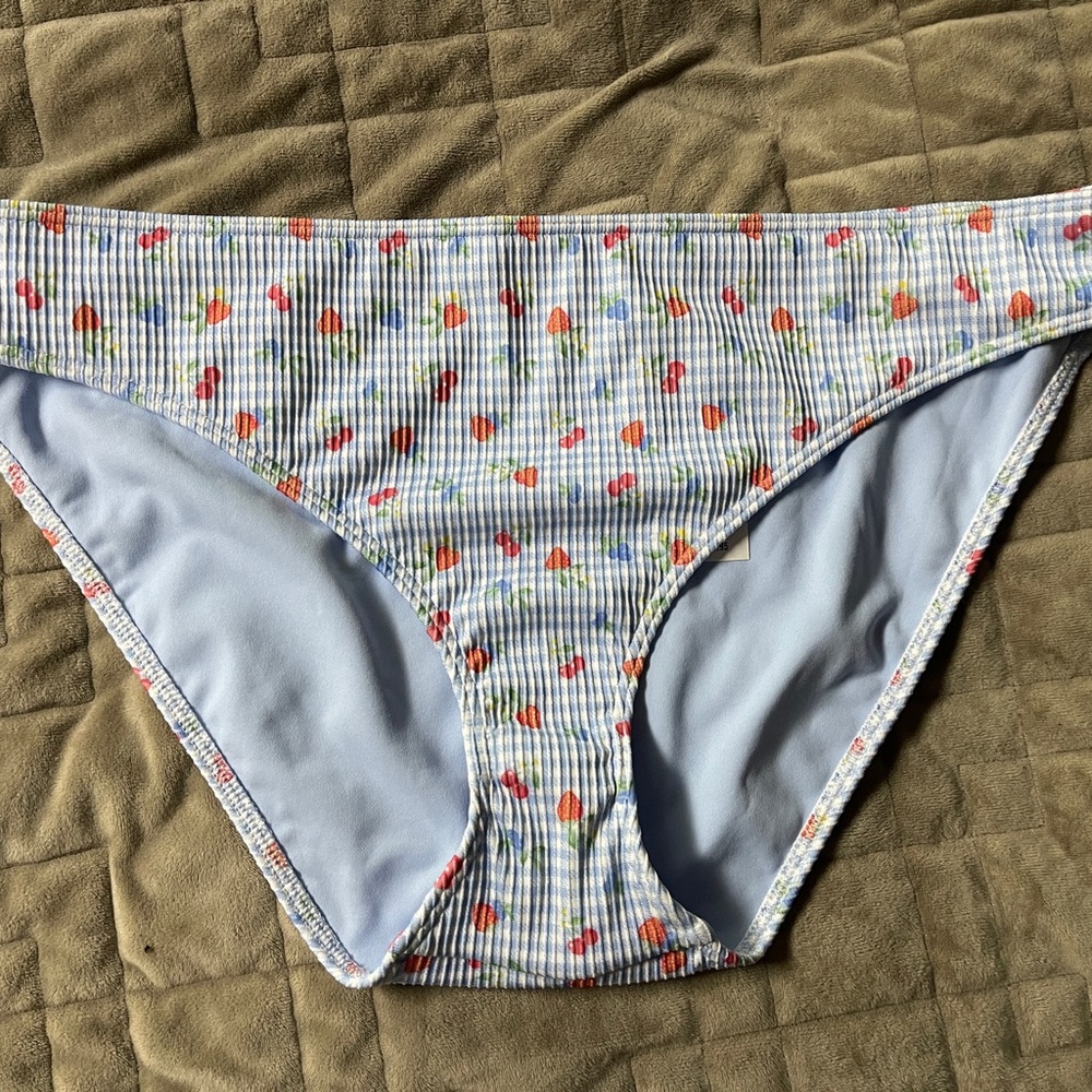 Hollister Ribbed Low Rise Blue Bikini Bottom